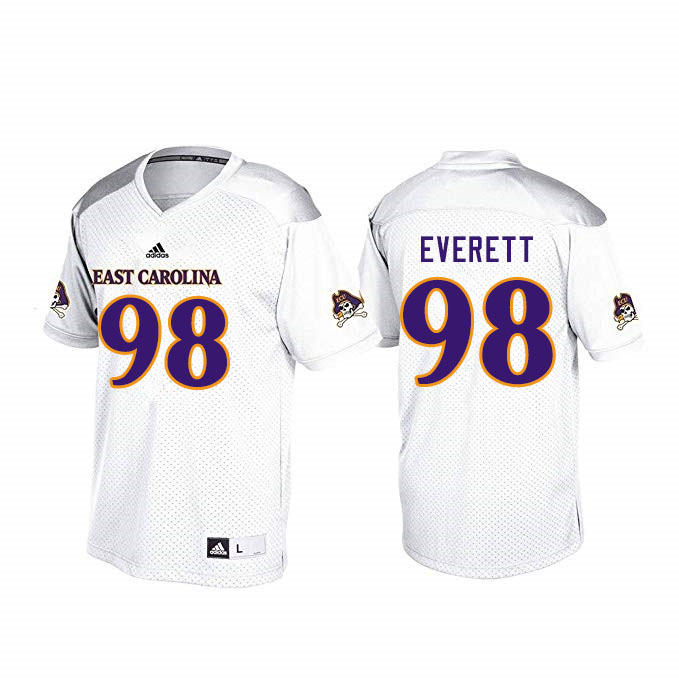 Men #98 Keziah Everett ECU Pirates College Football Jerseys Sale-White